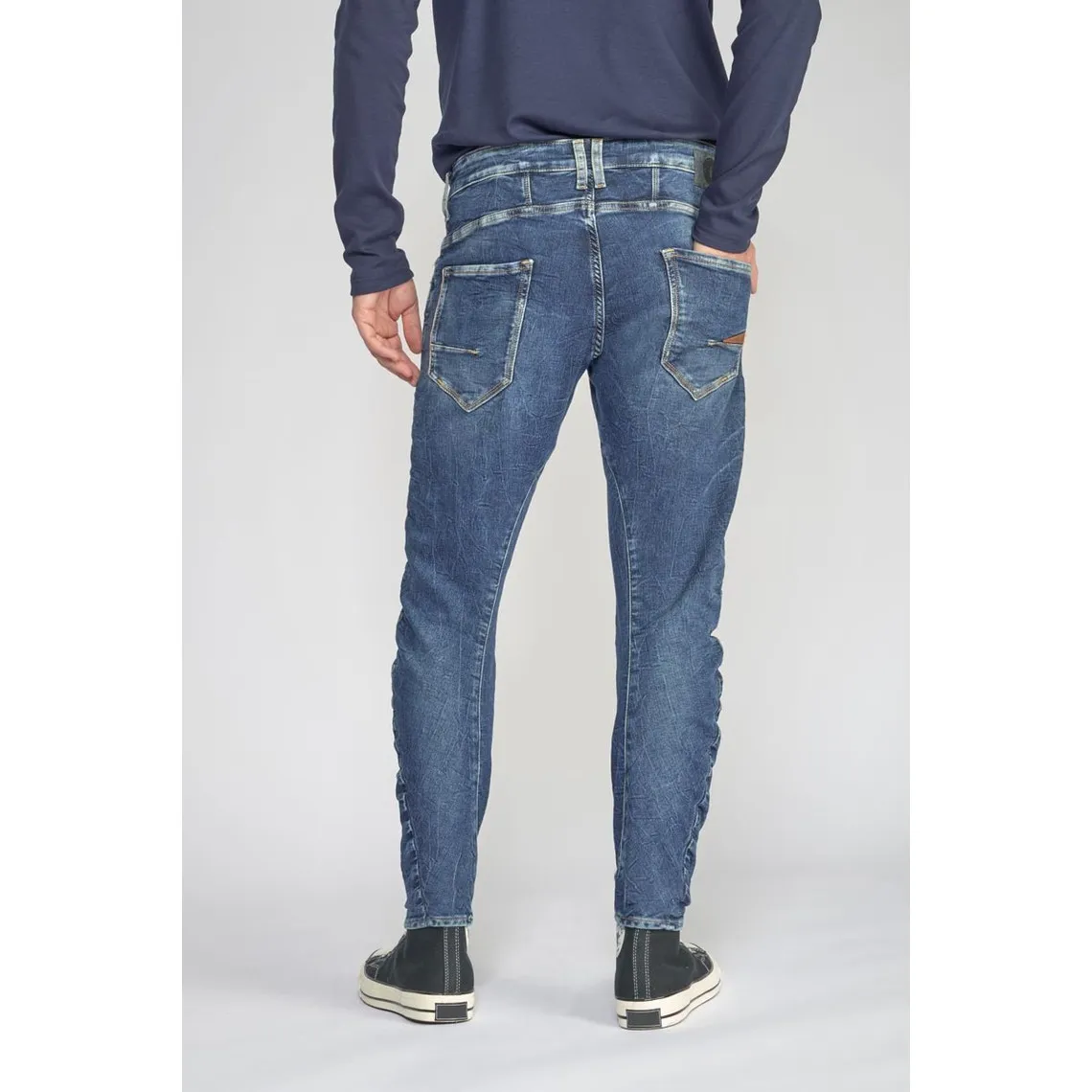 Jeans 900/3 Jogg tapered arqué  destroy bleu N°2 en coton | 3 Suisses