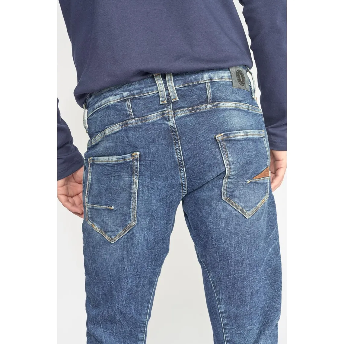 Jeans 900/3 Jogg tapered arqué  destroy bleu N°2 en coton | 3 Suisses