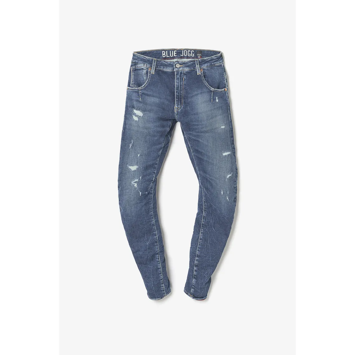 Jeans 900/3 Jogg tapered arqué  destroy bleu N°2 en coton | 3 Suisses