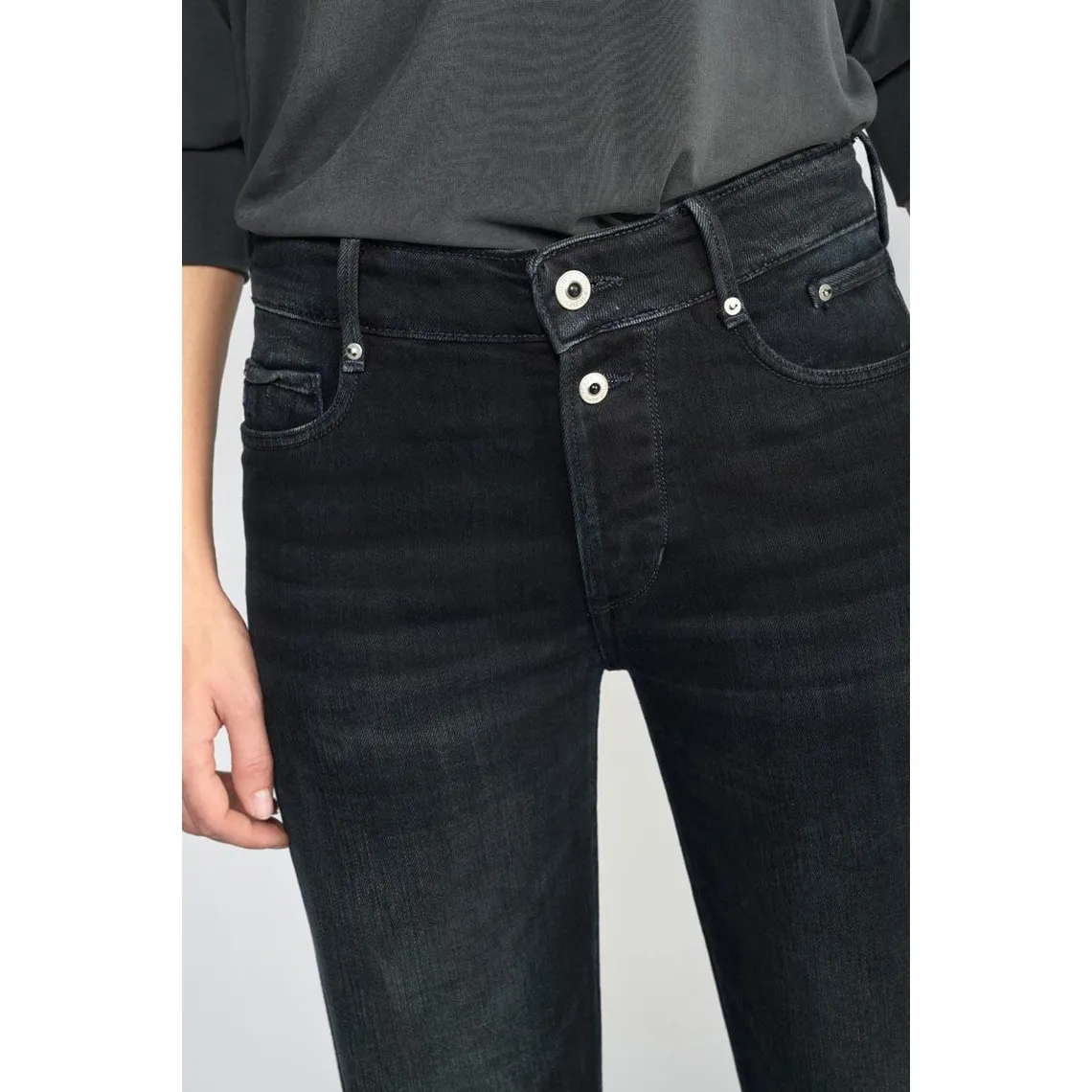 Jeans Basic 400/18 mom taille haute 7/8ème bleu-noir N°1 en coton | 3 Suisses