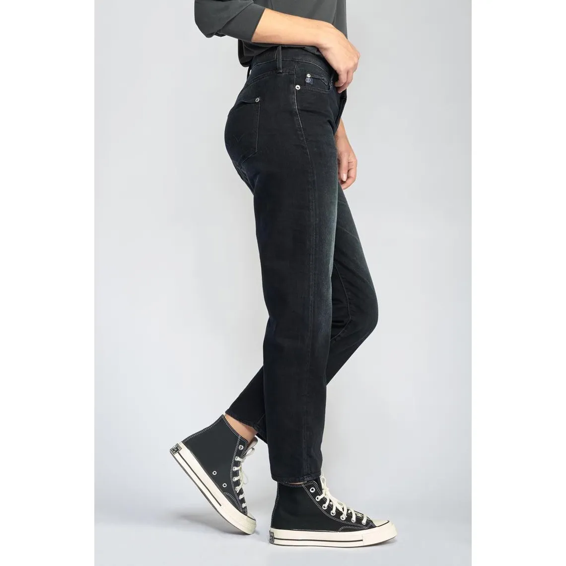 Jeans Basic 400/18 mom taille haute 7/8ème bleu-noir N°1 en coton | 3 Suisses