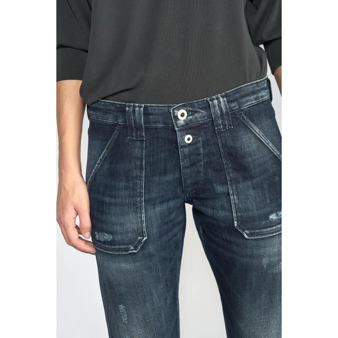 Jeans Cara 200/43 boyfit  destroy bleu-noir N°2 en coton | 3 Suisses