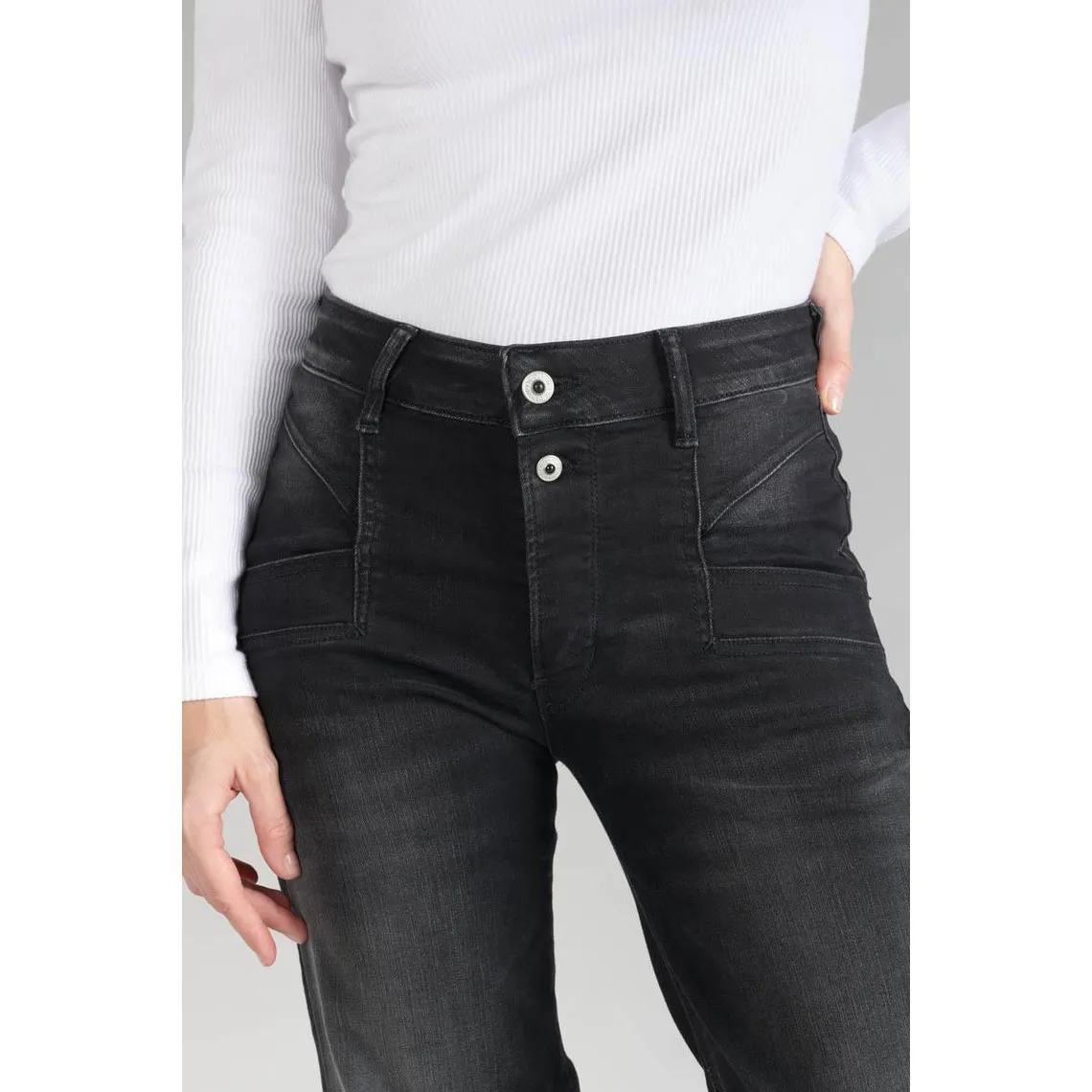 Jeans Fonzy pulp flare taille haute  noir N°1 en coton | 3 Suisses