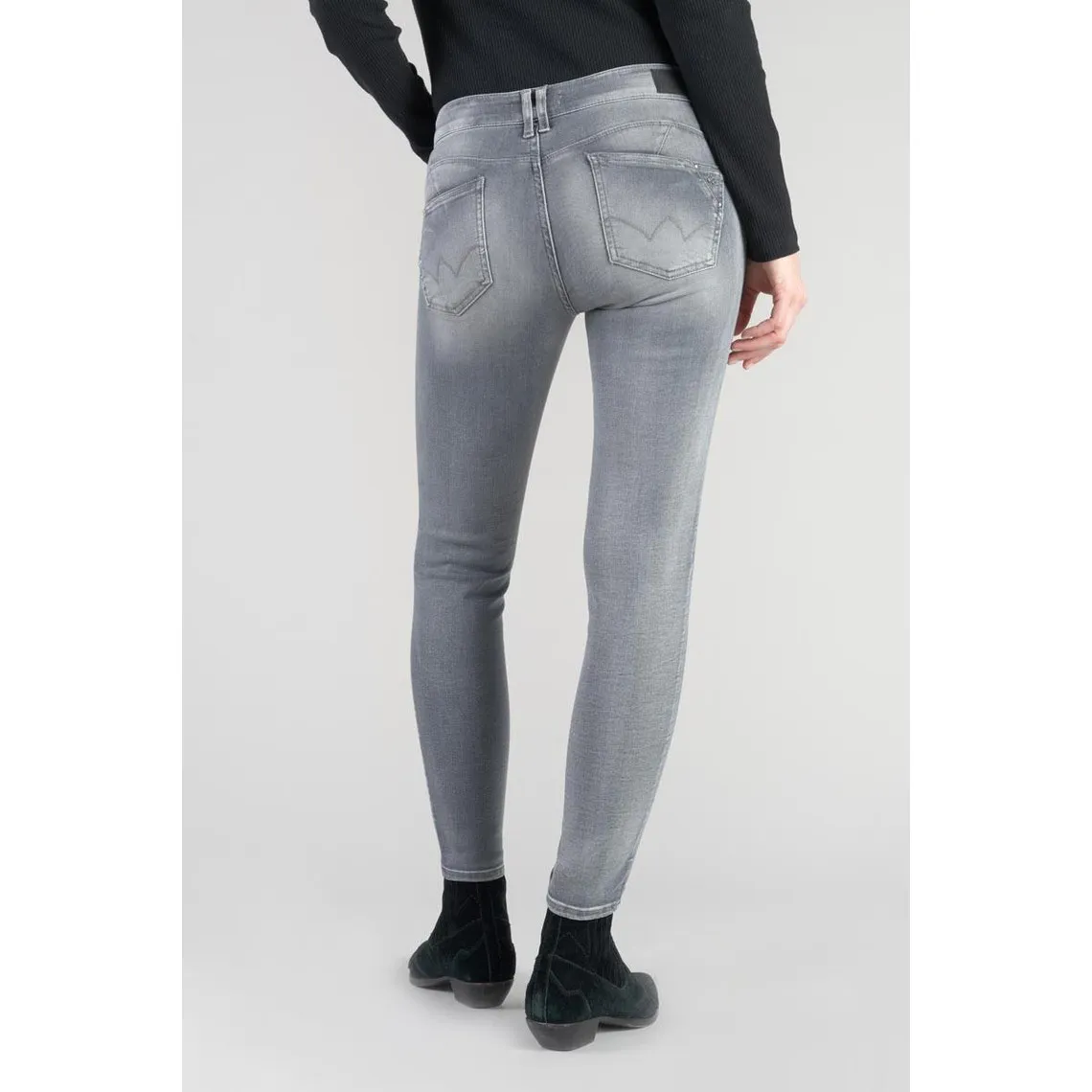 Jeans push-up slim taille haute PULP, 7/8ème gris en coton Isla | 3 Suisses