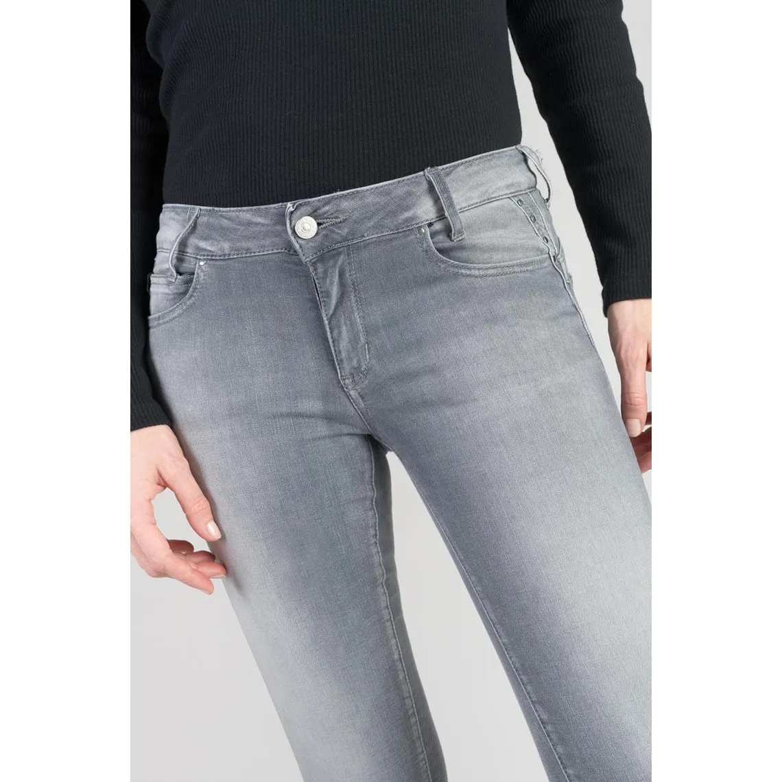 Jeans push-up slim taille haute PULP, 7/8ème gris en coton Isla | 3 Suisses