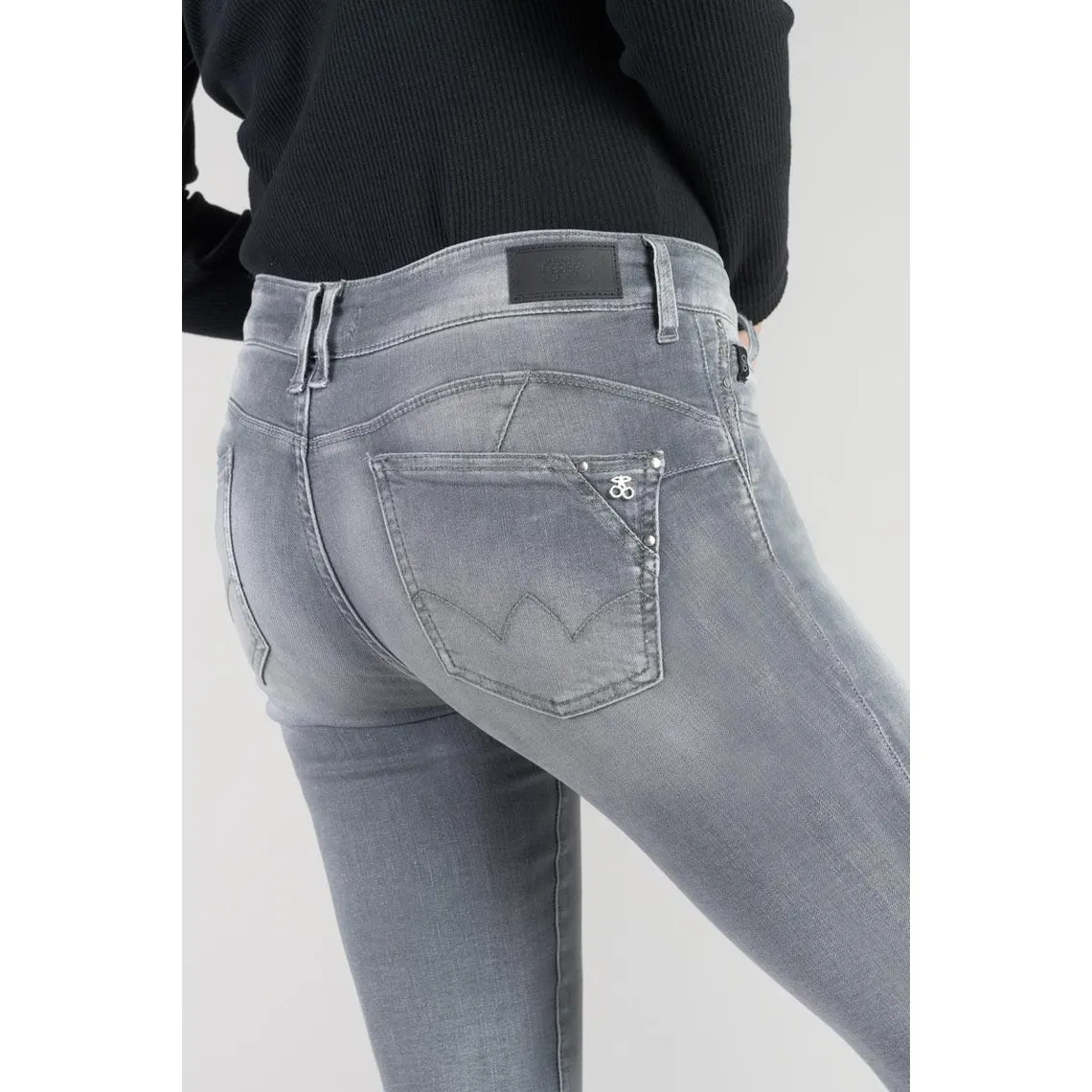 Jeans push-up slim taille haute PULP, 7/8ème gris en coton Isla | 3 Suisses