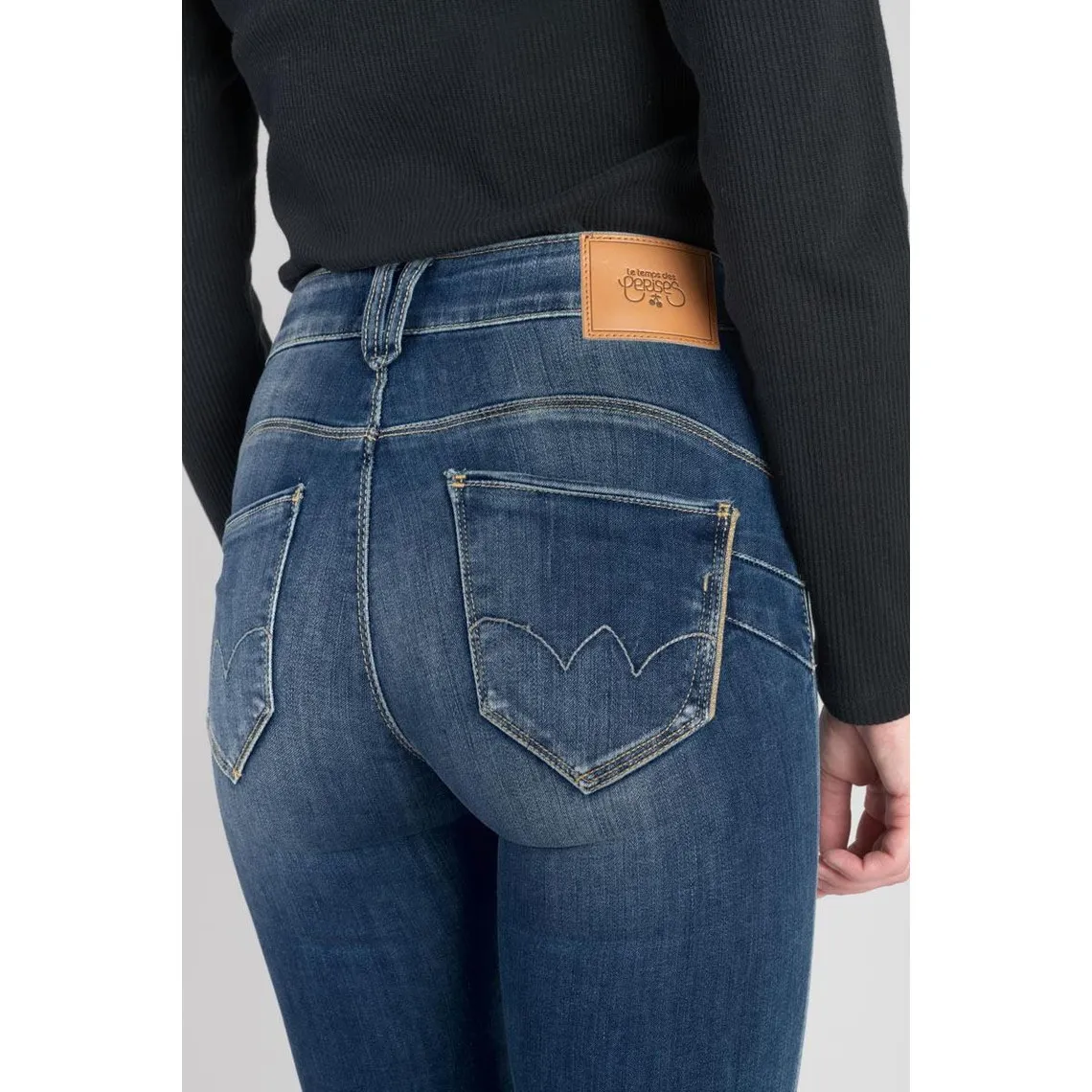 Jeans push-up slim taille haute PULP, longueur 34 bleu en coton Maya | 3 Suisses