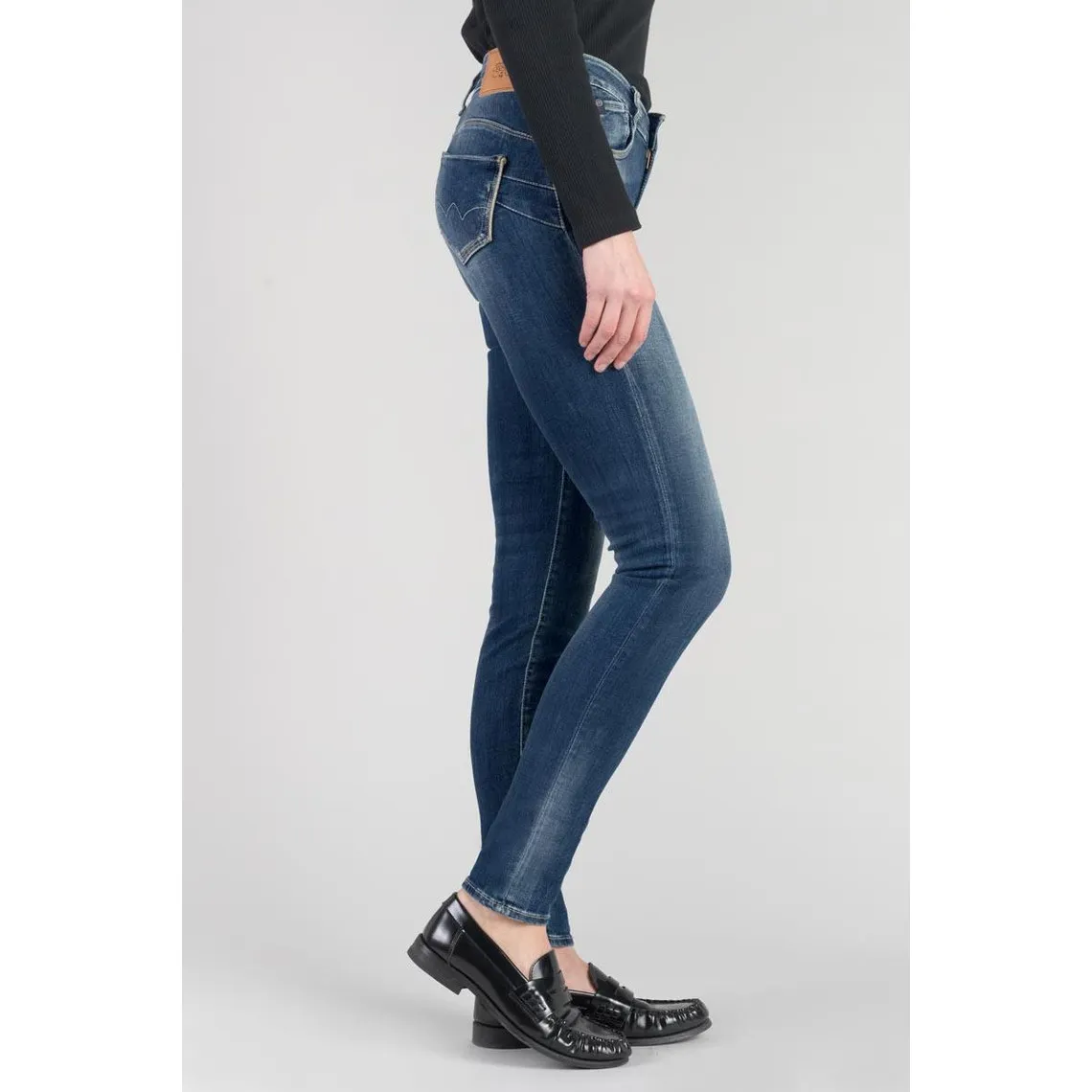 Jeans push-up slim taille haute PULP, longueur 34 bleu en coton Maya | 3 Suisses