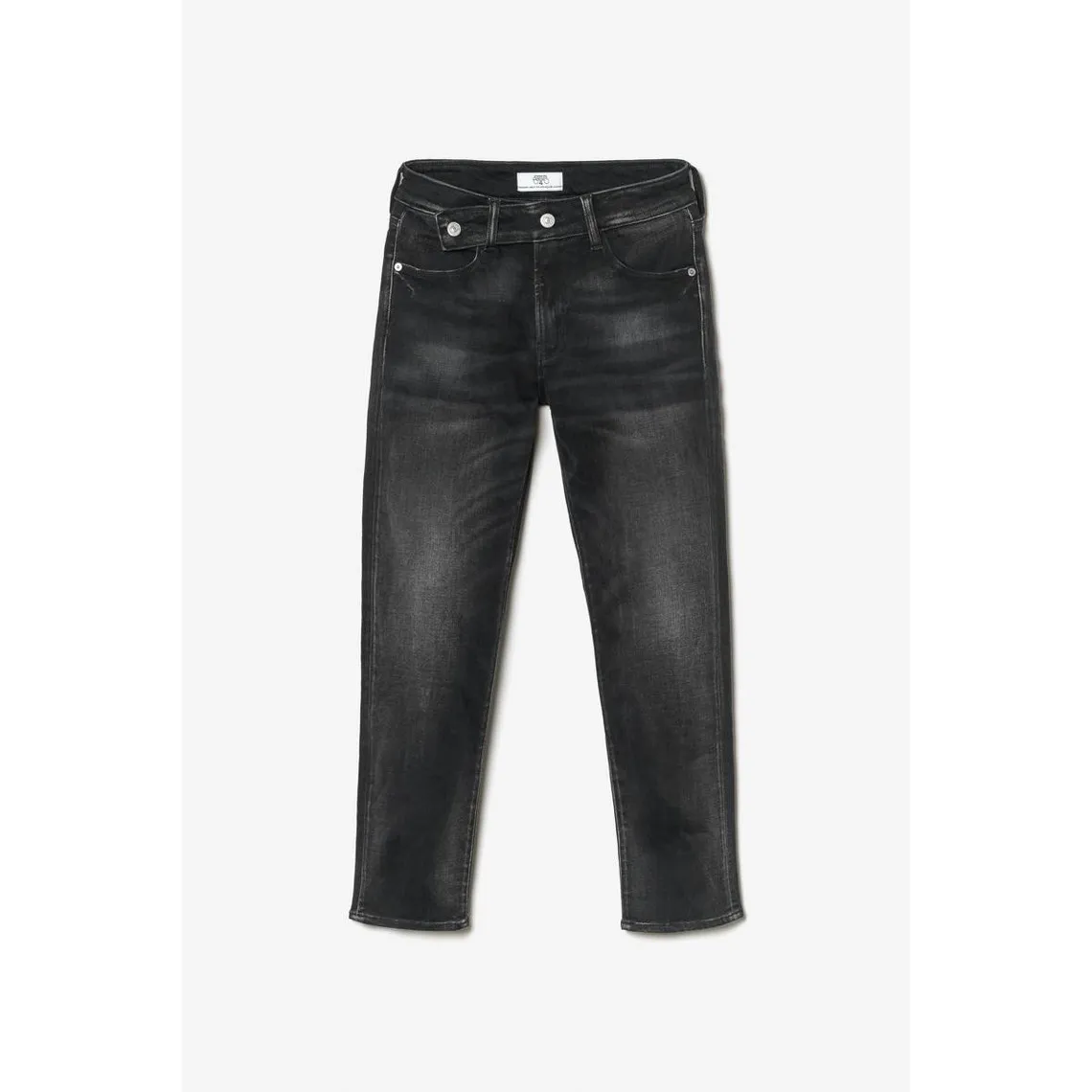 Jeans regular, droit 400/17 mom taille haute 7/8ème noir en coton | 3 Suisses