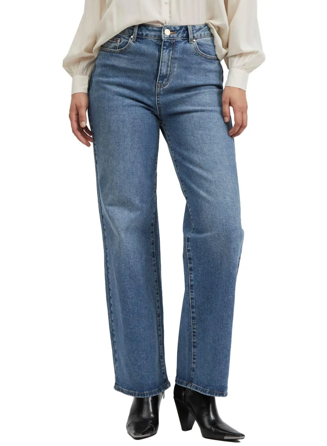 Jeans Vila Plus Wider Bleu pour Femme