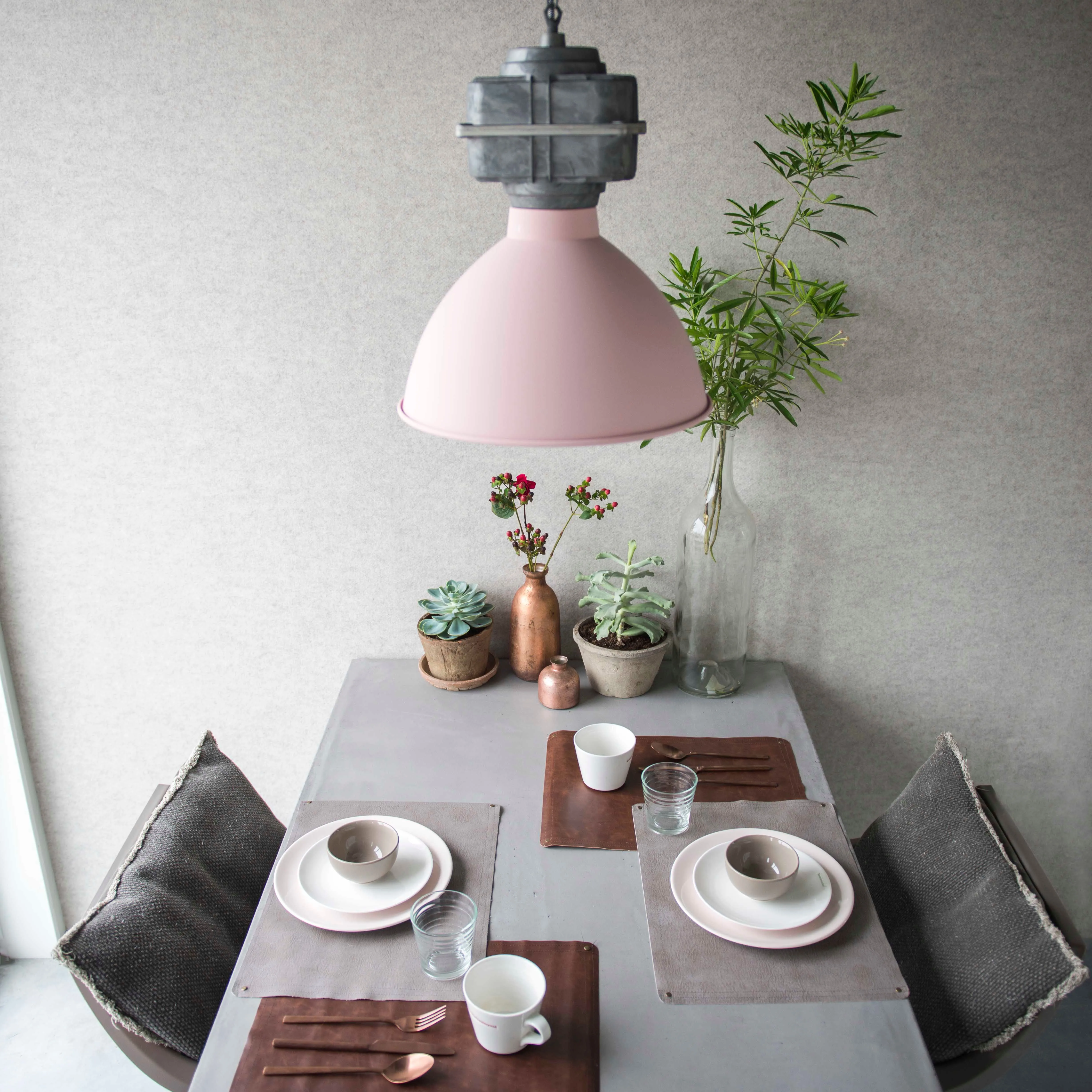 Lampe à suspension industrielle petite rose mat - Sicko