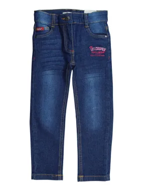 Lee Cooper - Jeans fille imprimé logo en coton - Bleu