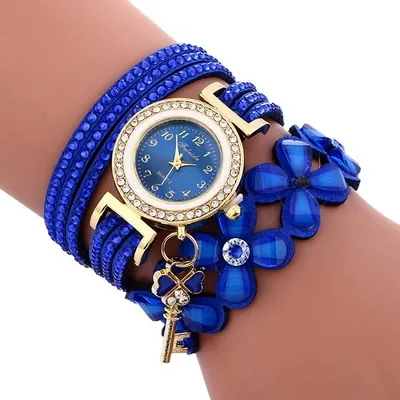 Montre femme Bracelet Floral bleue