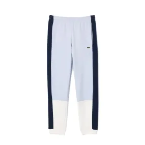 PANTALON DE SURVÊTEMENT LACOSTE REGULAR FIT COLOR-BLOCK BLEU ET BLANC