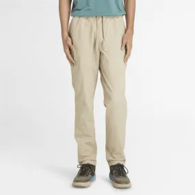 Pantalon de survêtement teint en pièce en popeline pour homme en beige