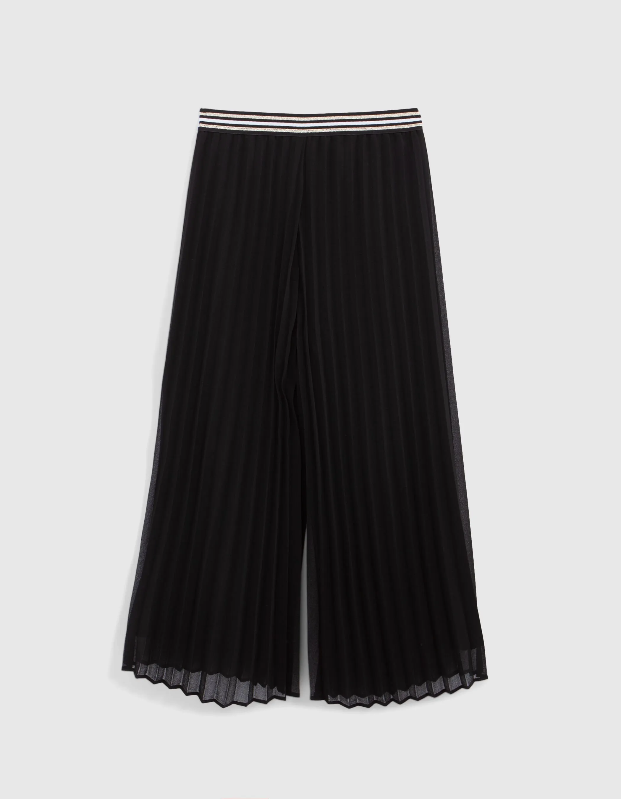 Pantalon large noir plissé fille