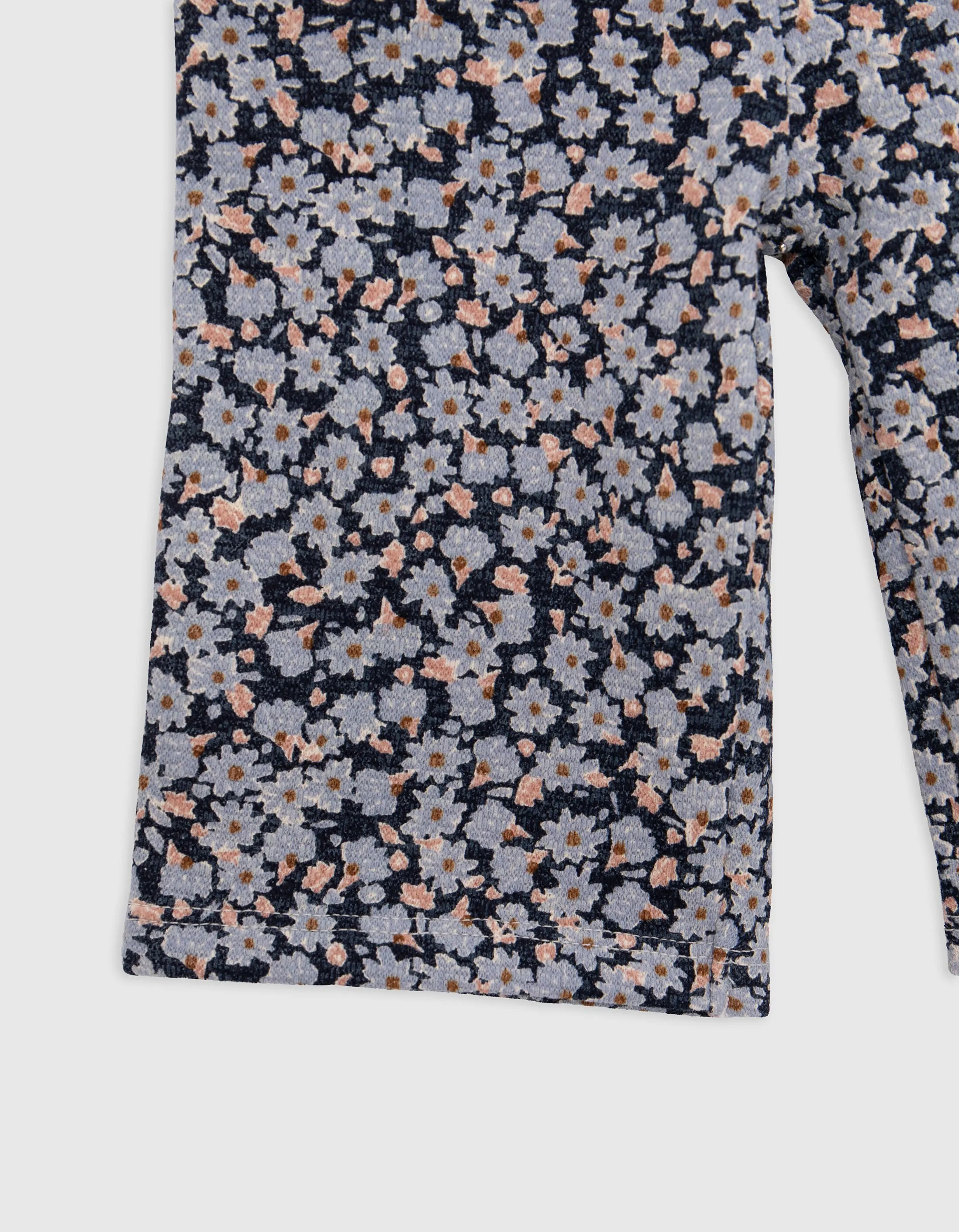 Pantalon marine coton bio fleurs lavande bébé fille