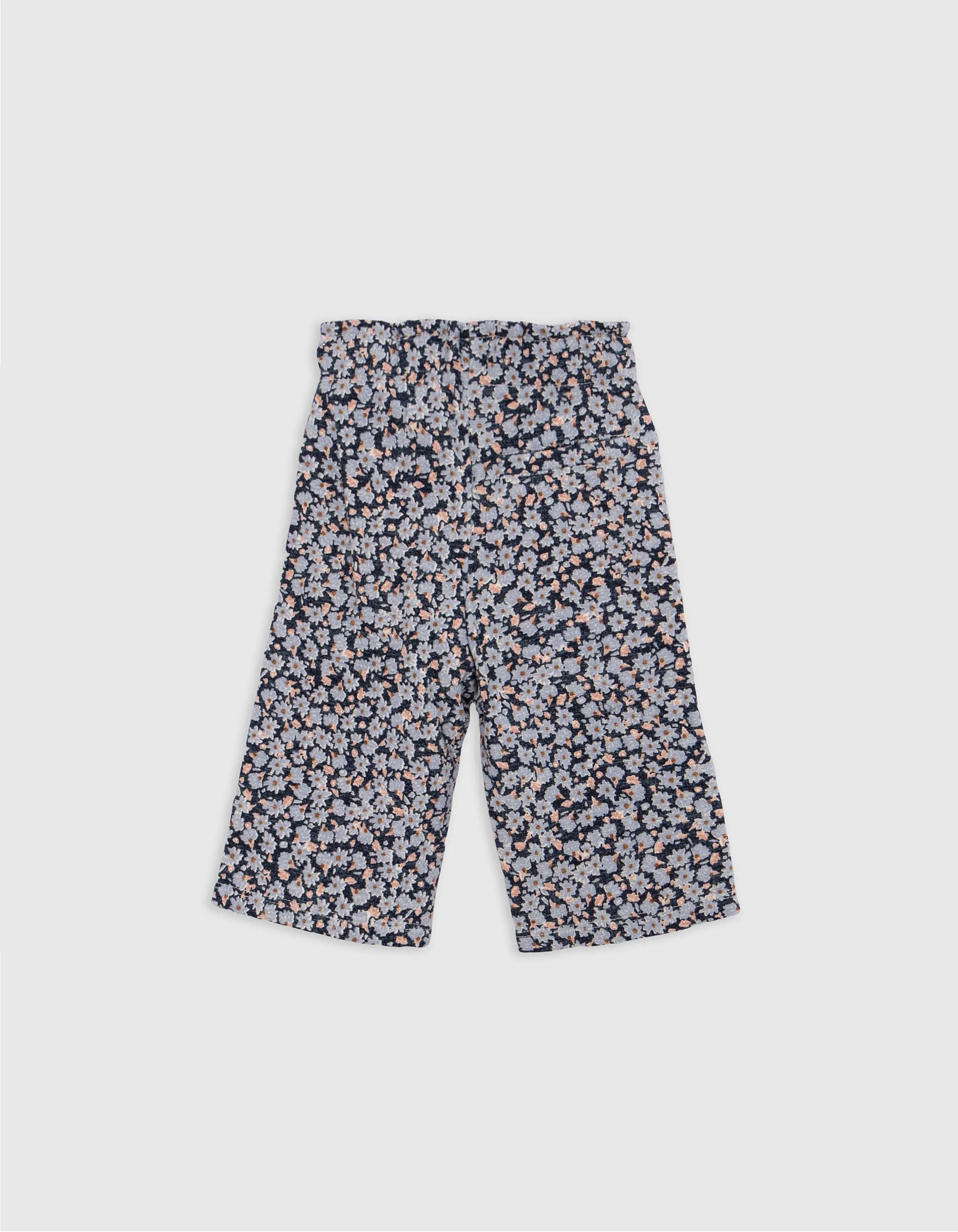 Pantalon marine coton bio fleurs lavande bébé fille