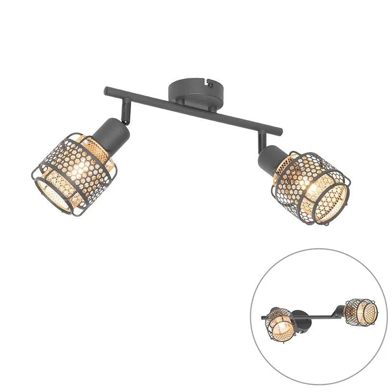 Plafonnier design noir avec or 2 lumières - Noud