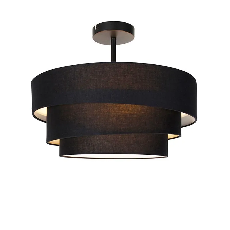 Plafonnier moderne noir 45 cm 3 lumières - Drum Trio