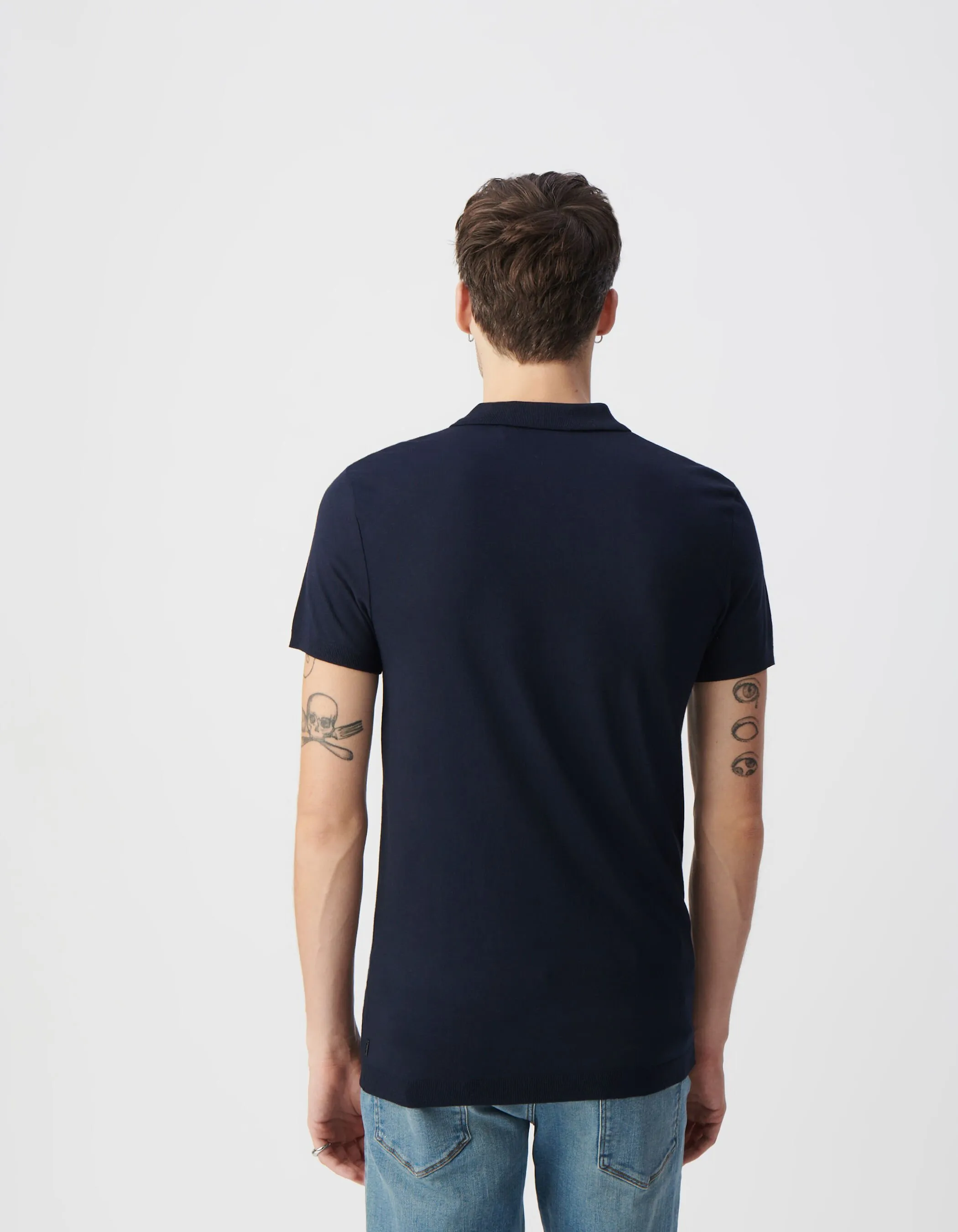 Polo marine en coton modal Homme