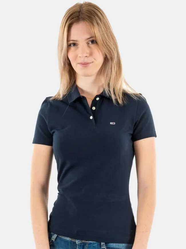 Polo slim essential logo bleu marine femme - Tommy Jeans | wimod