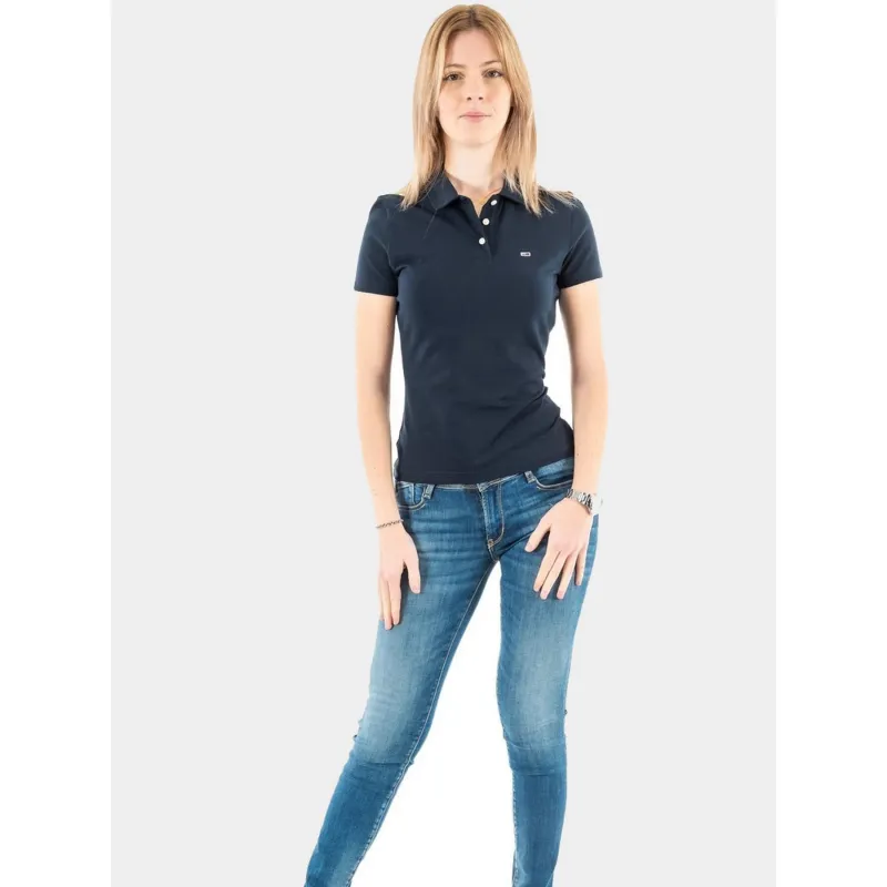 Polo slim essential logo bleu marine femme - Tommy Jeans | wimod