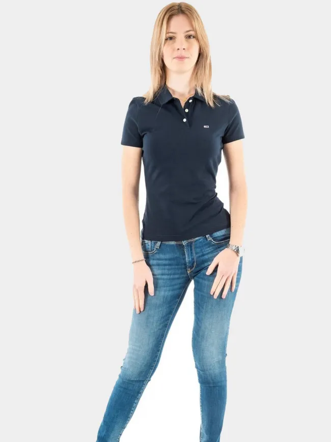 Polo slim essential logo bleu marine femme - Tommy Jeans | wimod