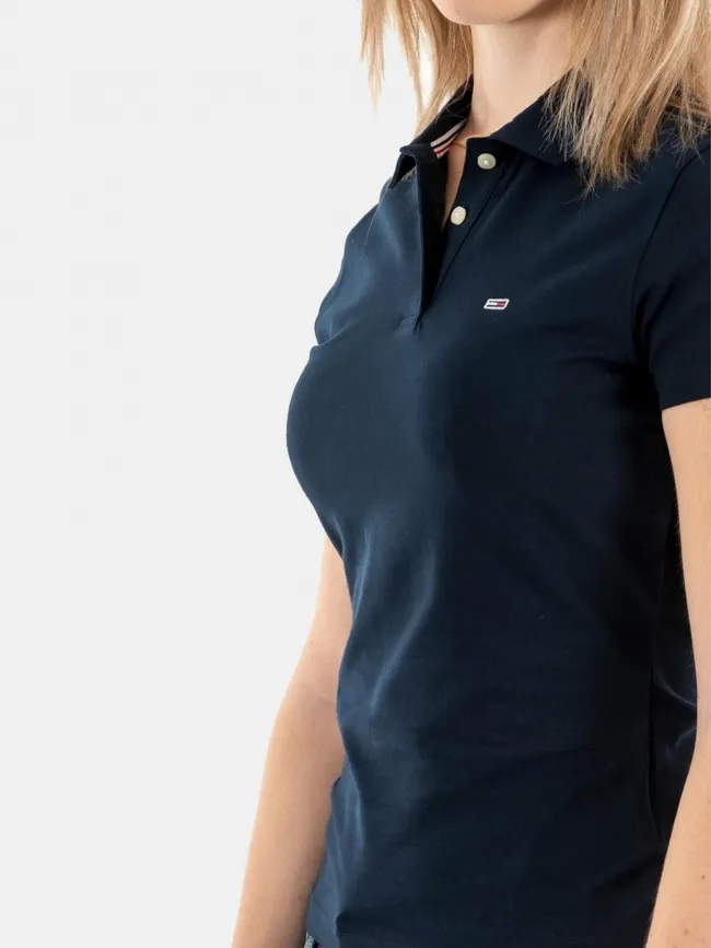 Polo slim essential logo bleu marine femme - Tommy Jeans | wimod