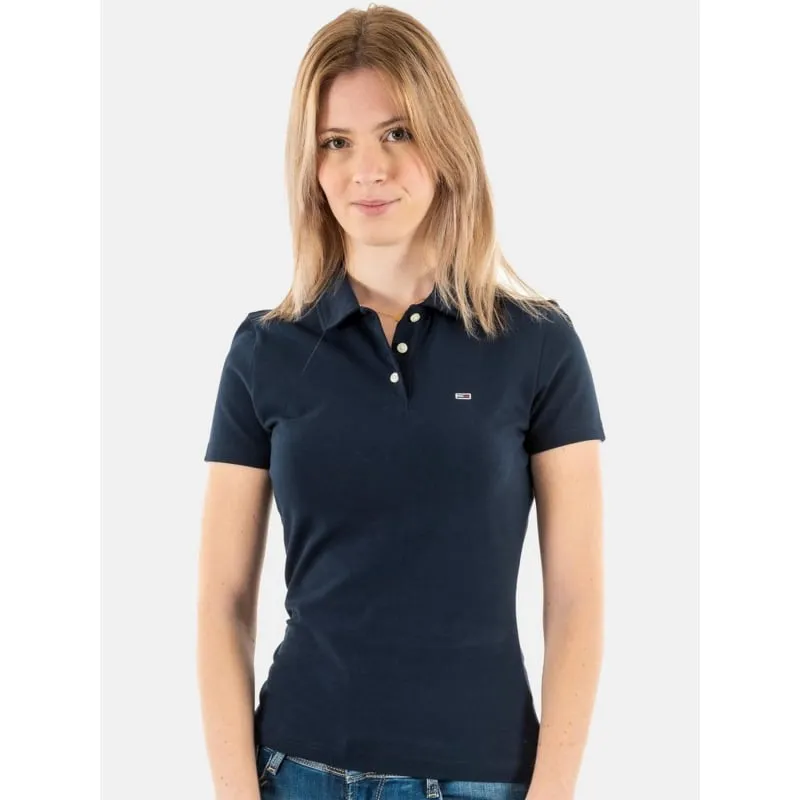 Polo slim essential logo bleu marine femme - Tommy Jeans | wimod