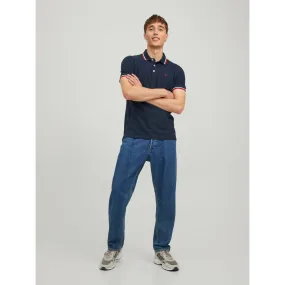 Polo Slim Fit Polo Manches courtes Bleu Marine en coton Flynn Jack & Jones - T-shirt / Polo Homme sur MenCorner