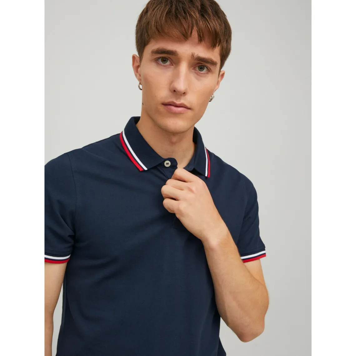 Polo Slim Fit Polo Manches courtes Bleu Marine en coton Flynn Jack & Jones - T-shirt / Polo Homme sur MenCorner