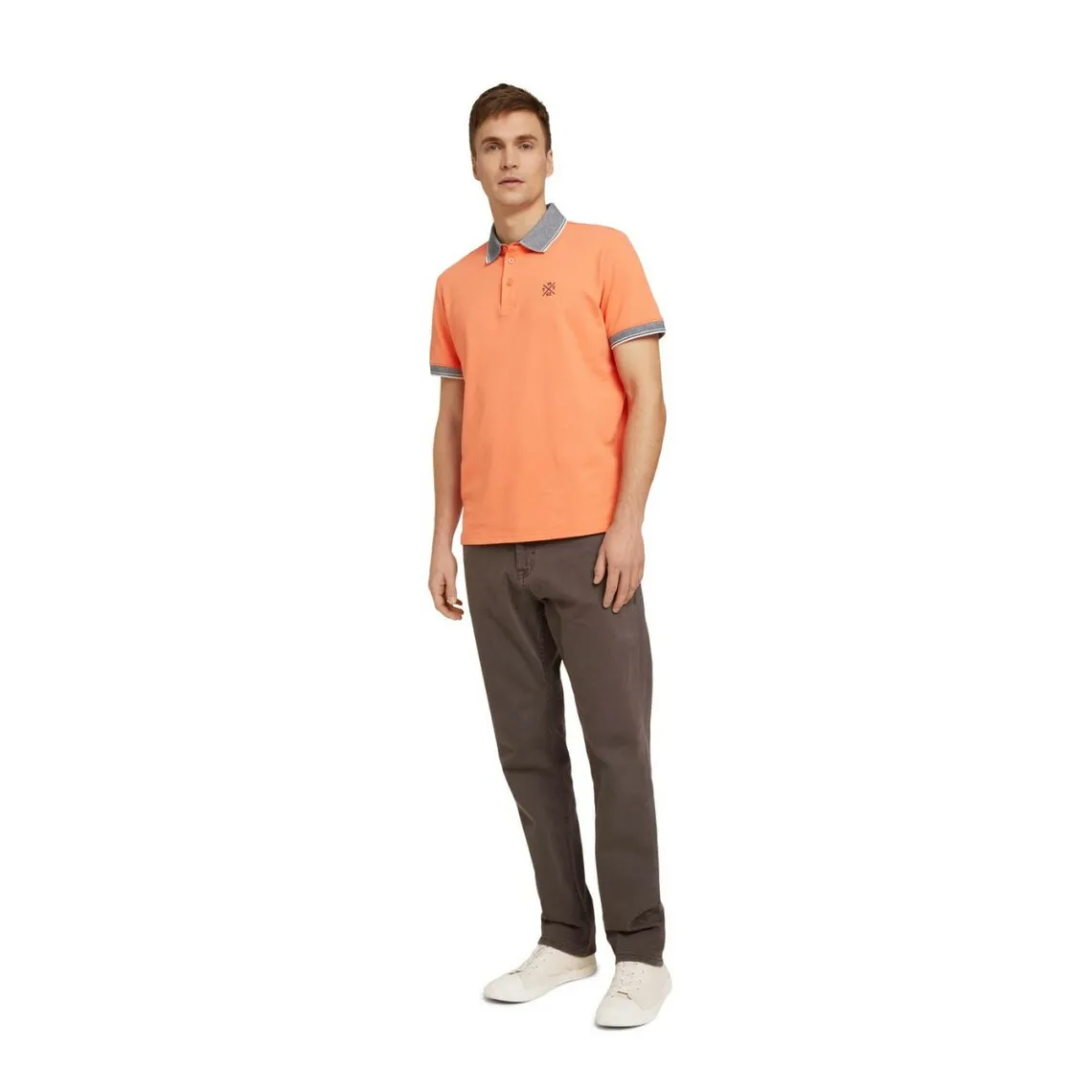 Polo uni orange en coton Tom Tailor - T-shirt / Polo Homme sur MenCorner