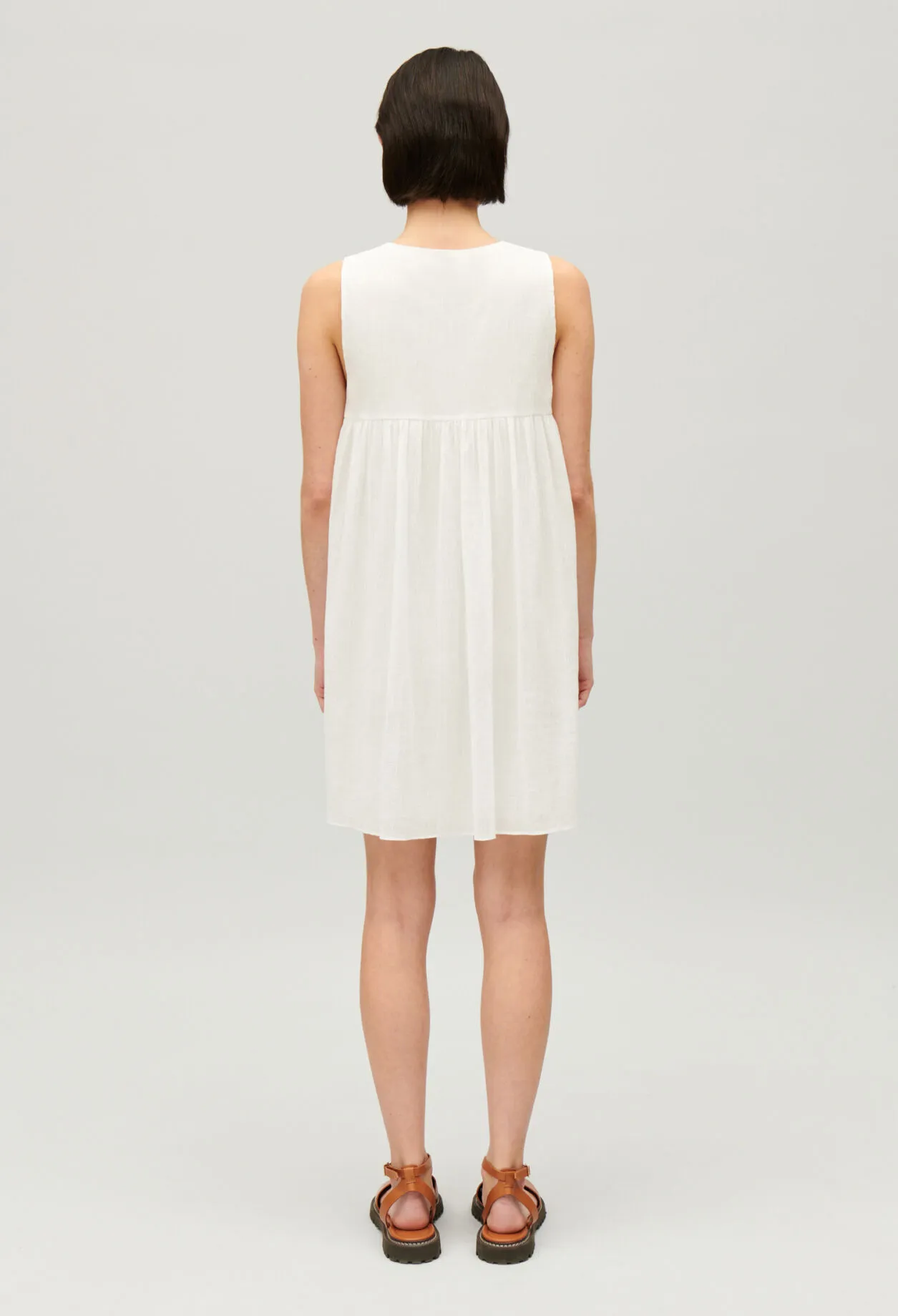 Robe courte froncée écrue | Claudie FR