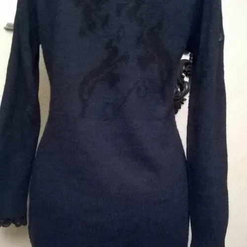 Robe en laine et acrylique en motif jacquard couleur bleu