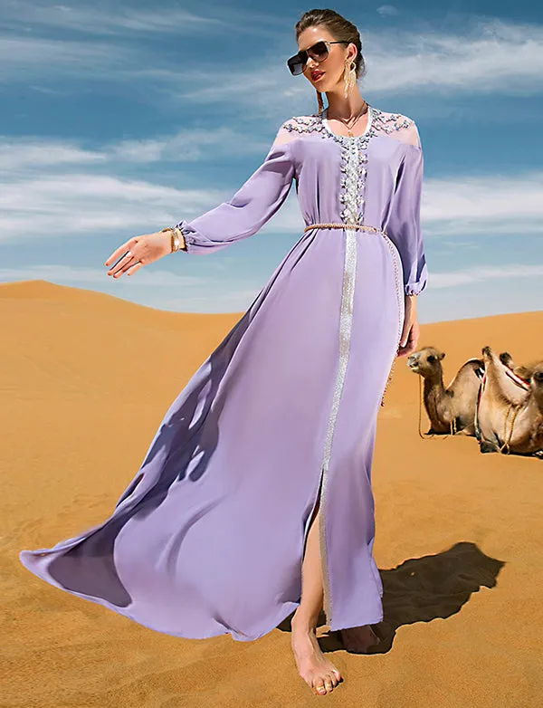 Robe en Mousseline Caftan Violet