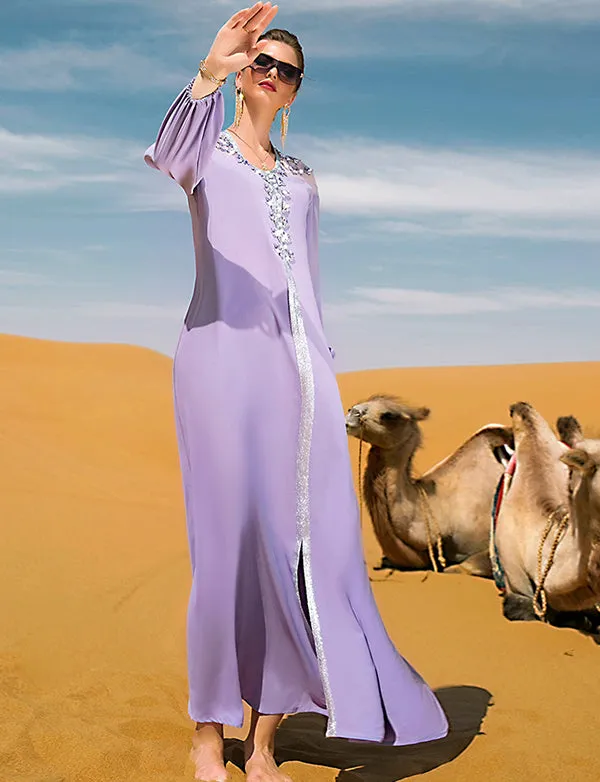 Robe en Mousseline Caftan Violet