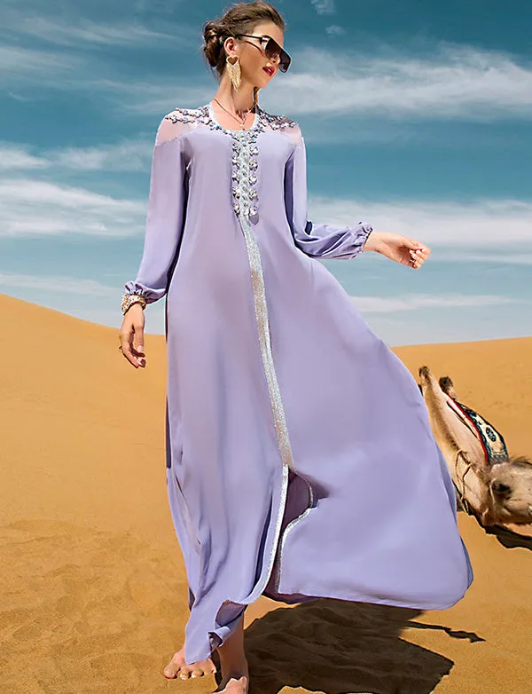 Robe en Mousseline Caftan Violet