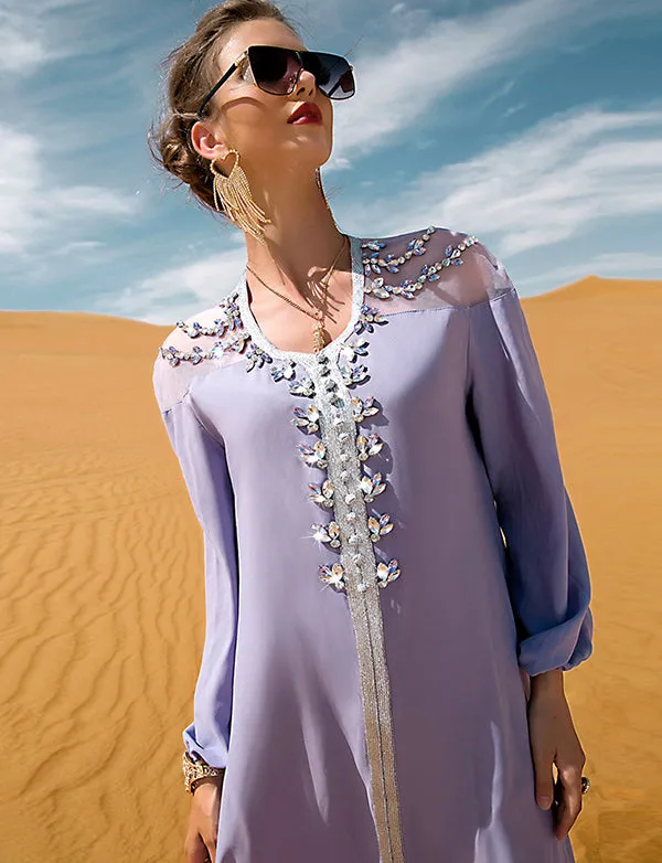 Robe en Mousseline Caftan Violet