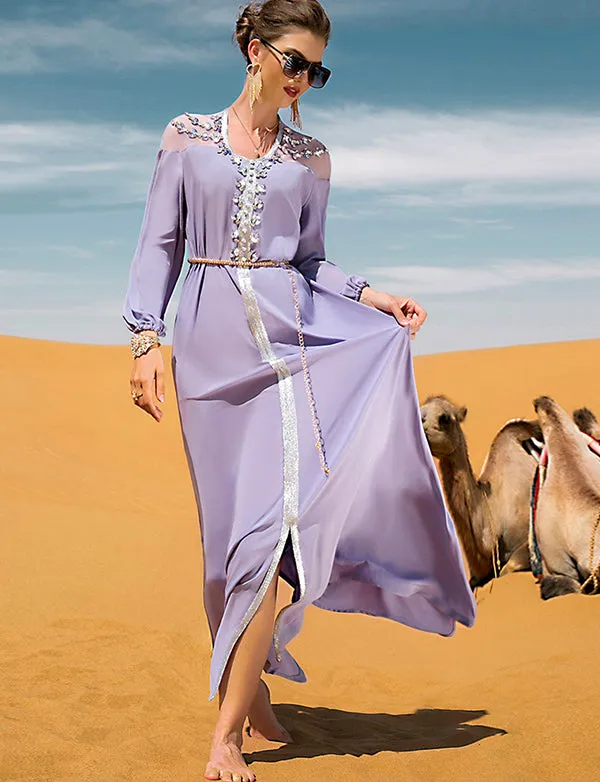 Robe en Mousseline Caftan Violet