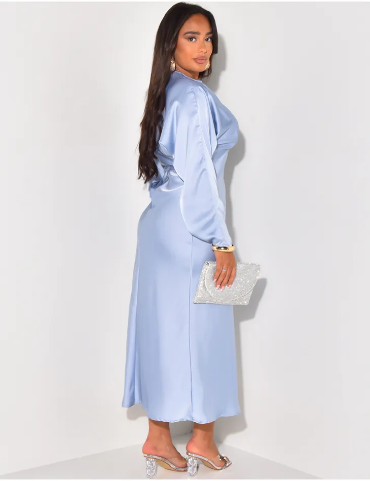 Robe longue en satin effet bouffante / 61369 - JEANS INDUSTRY