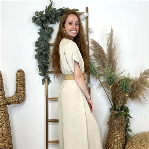 Robe Longue Prix Mini Beige - Bleu Clair