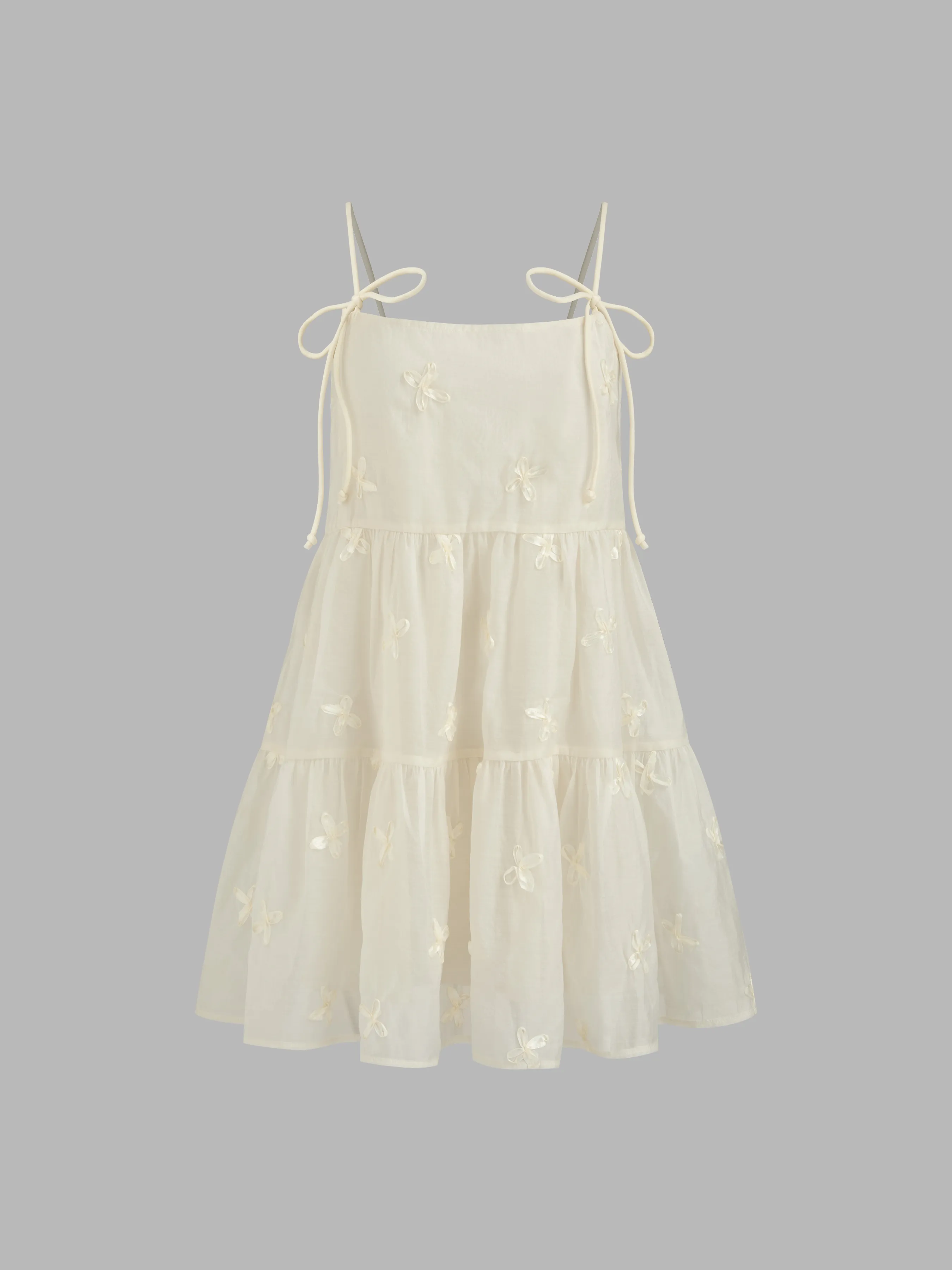 Robe mini babydoll unie à col carré et nœud