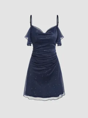 Robe mini plissée à paillettes