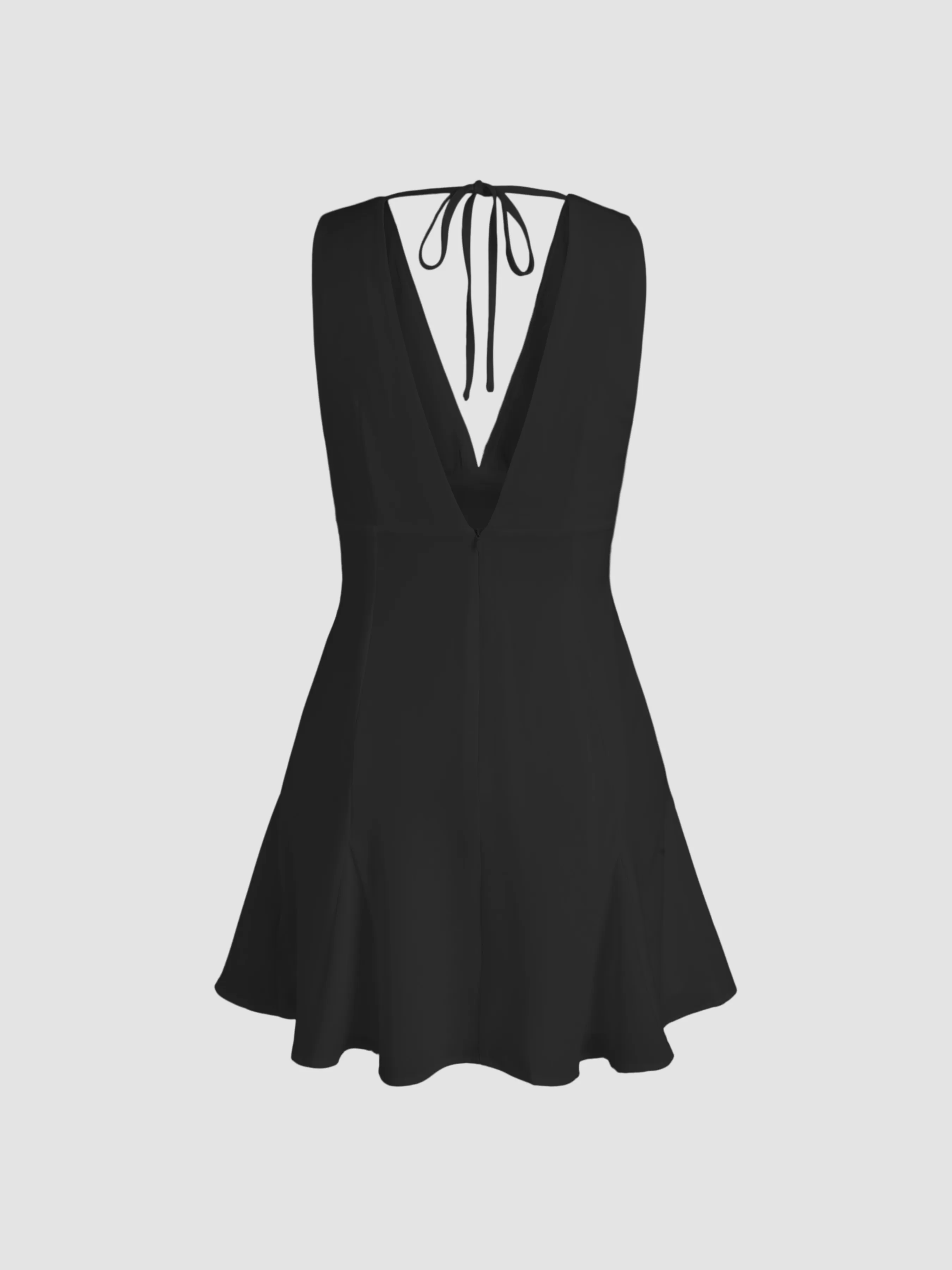  Robe mini à col en V avec volants et nœud