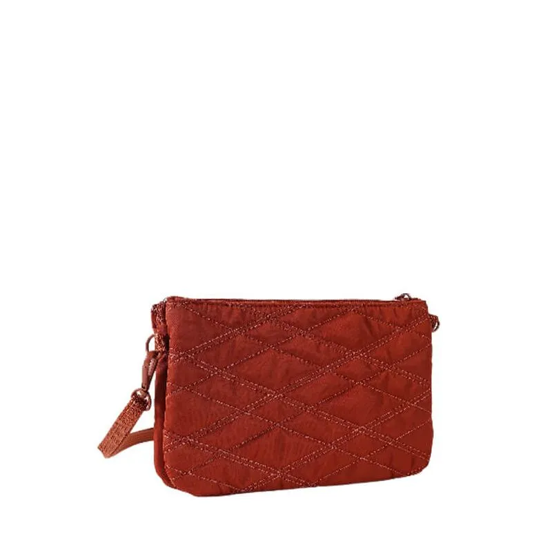 Sac bandoulière Hedgren Emma 24 cm New Quilt Brandy Brown - Rouge