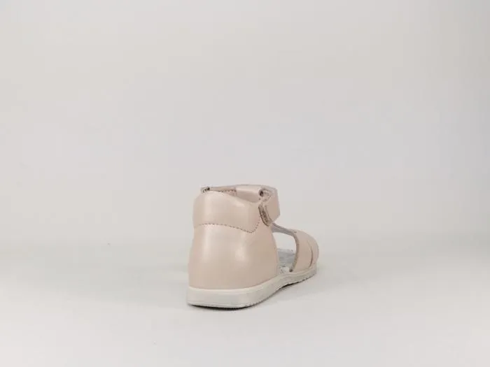 Sandale fille en destockage BOPY Regalad cuir rose arrière fermé