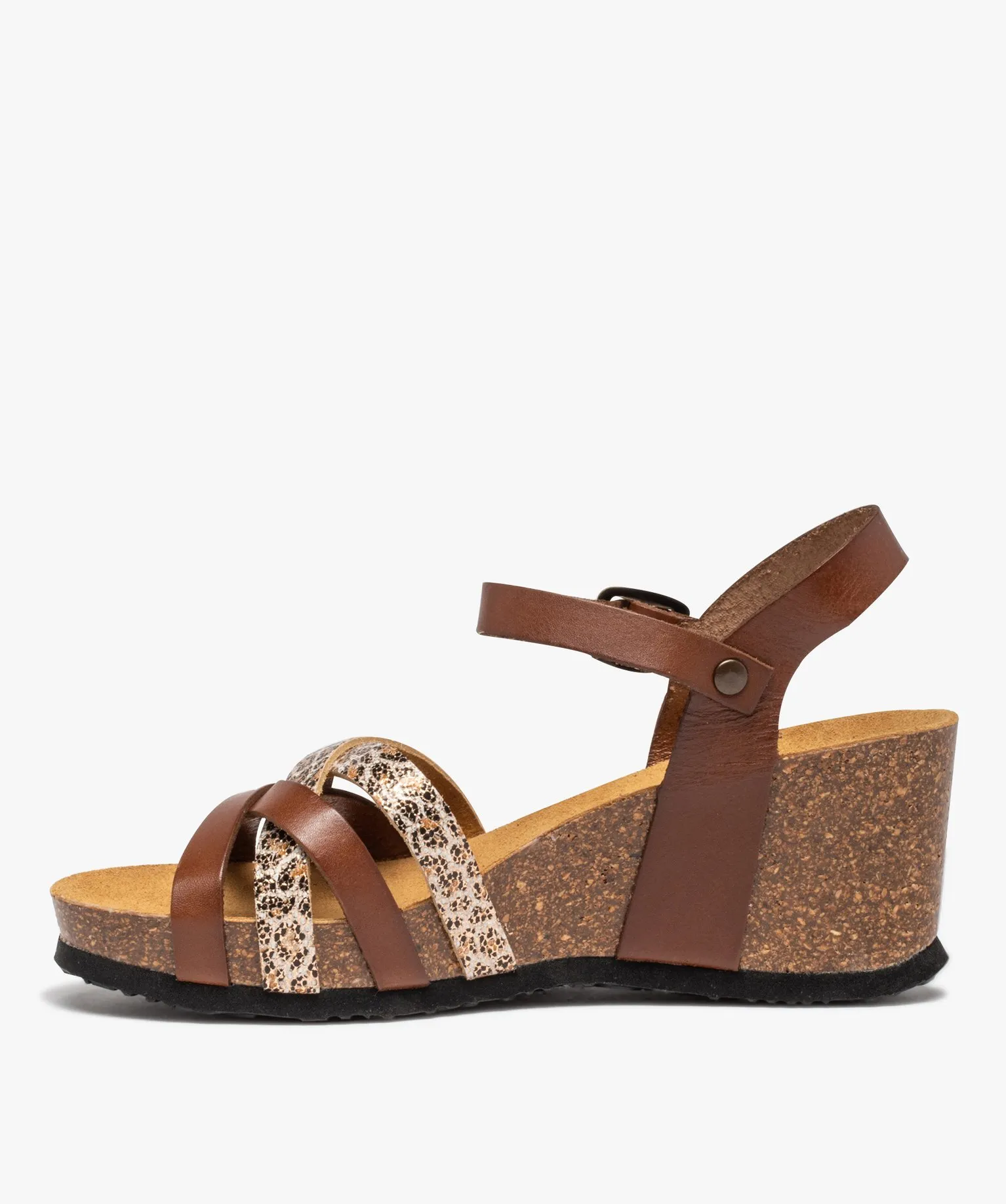 sandales femme compensees a brides en cuir brun sandales a talon