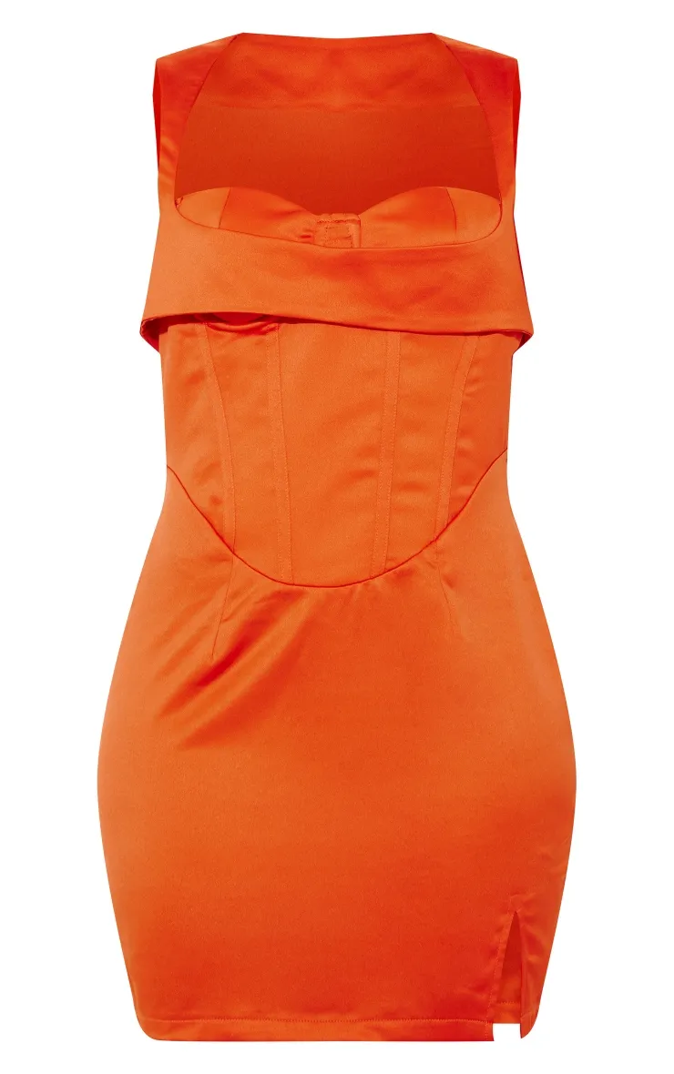 Shape Mini-robe satinée orange structurée à détail corset