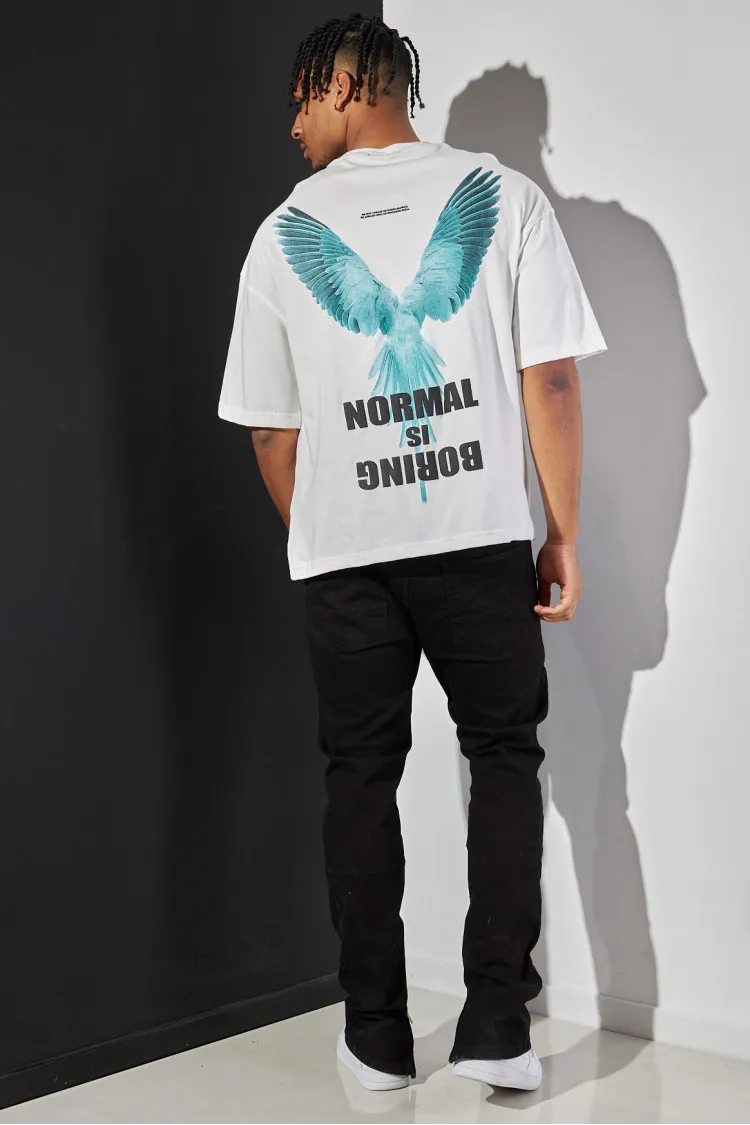 T-shirt blanc "normal is boring "